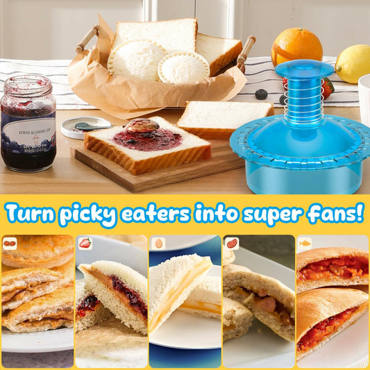 HiYZ Sandwich Cutter and Sealer Crustless Sandwich Maker Translucent Blue