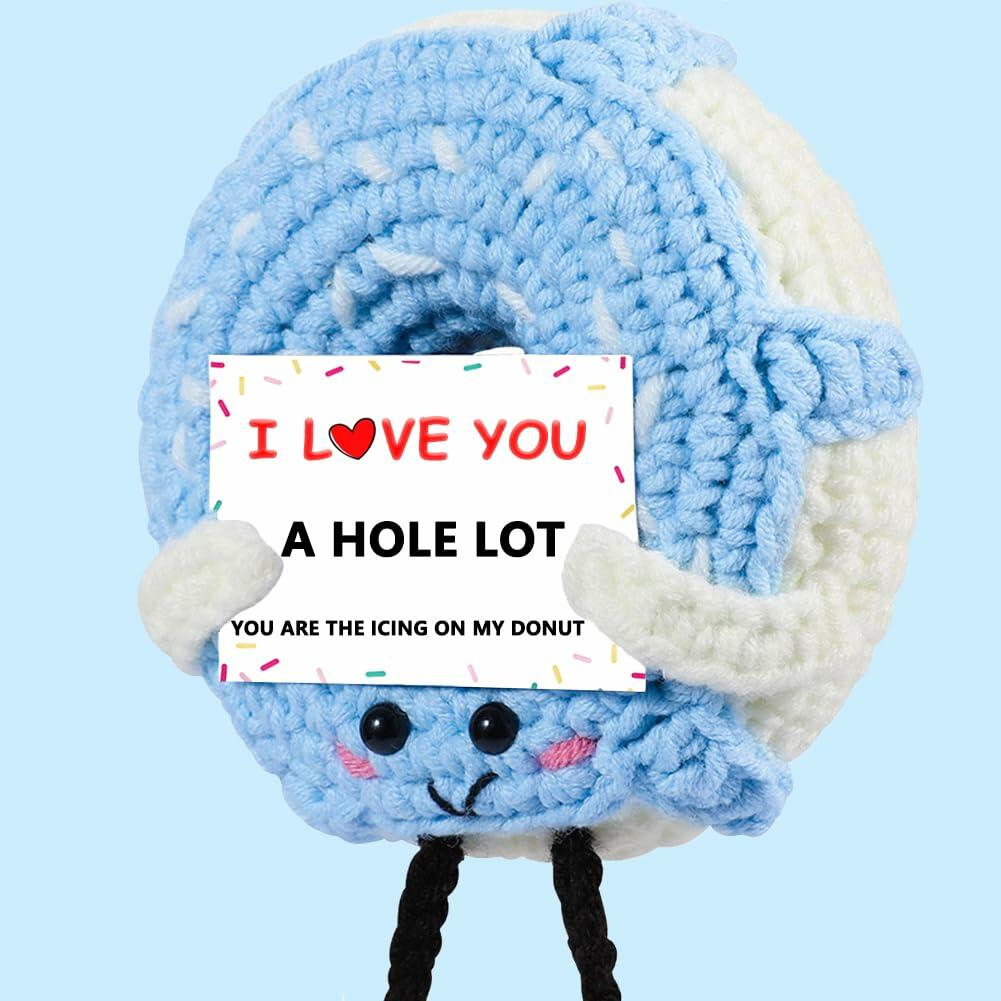 RQWZBCHX I Love You Donut Crochet Gift Long Distance Love Blue