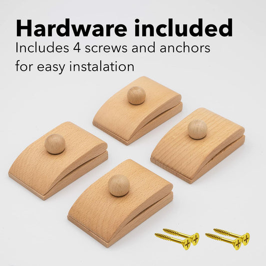 MOCTUS 4 Large Wooden Quilt Hangers for Wall Display Light Color with Hardware