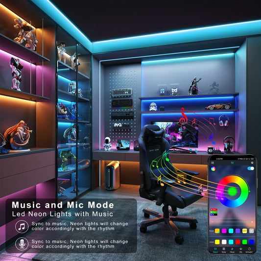 GANZQH RGB Strip Lights 15.20FT USB Powered Smart App Remote Control Multicolor