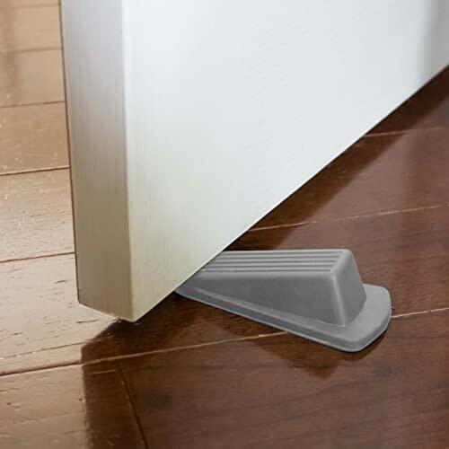 S&T INC. Heavy Duty Rubber Door Stopper Grey 4.8x2.2x1.3in 4 Pack