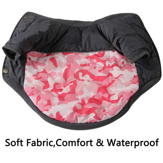 Vecomfy Warm Dog Coat Small Waterproof Fleece Lined Puppy Jacket Pink Camo