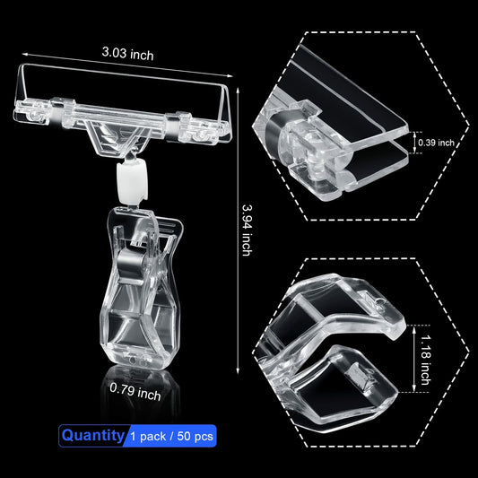 Honeydak 50pcs Plastic Sign Holder Clips Rotatable Price Display Rack