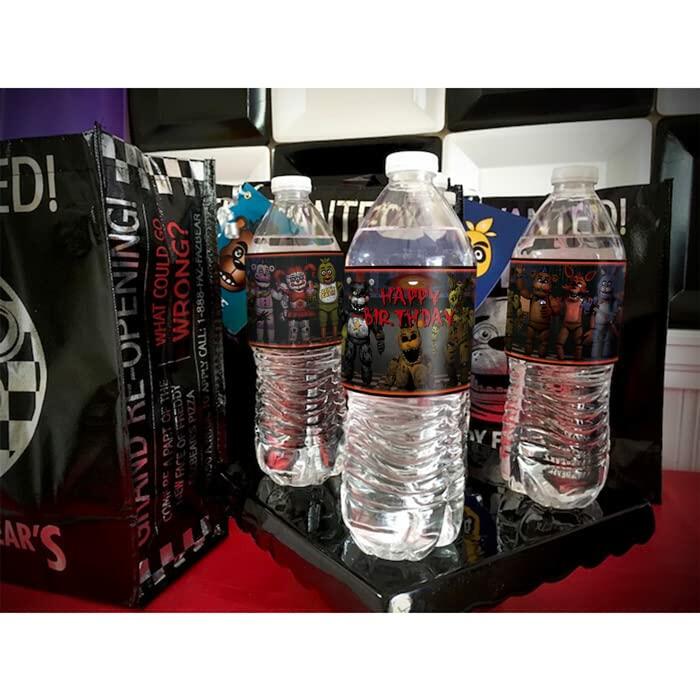 Valentina Buck Fnaf Water Bottle Labels Birthday Party Supplies Black 20 Count