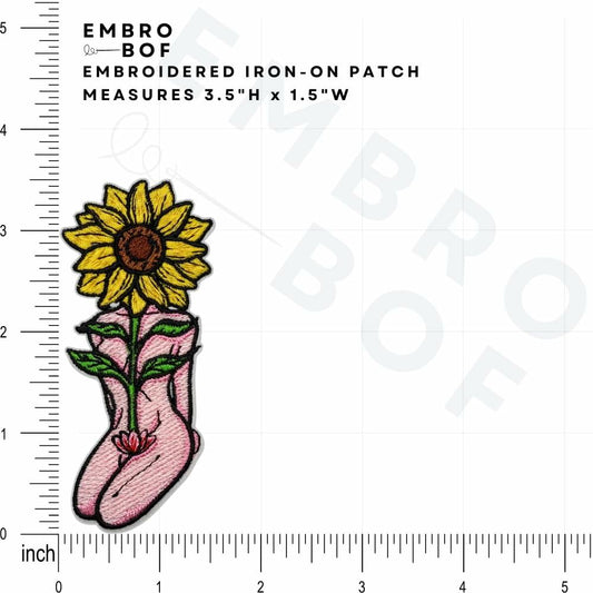 EMBRO BOF Sunflower Iron On Patch 3.5in Colorful Embroidered Flower