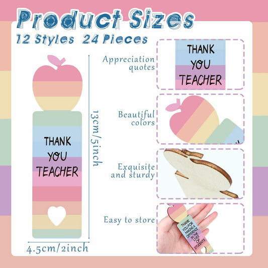 Glenmal Pink Inspirational Wood Bible Verse Bookmarks 24 Pcs Bulk Gift