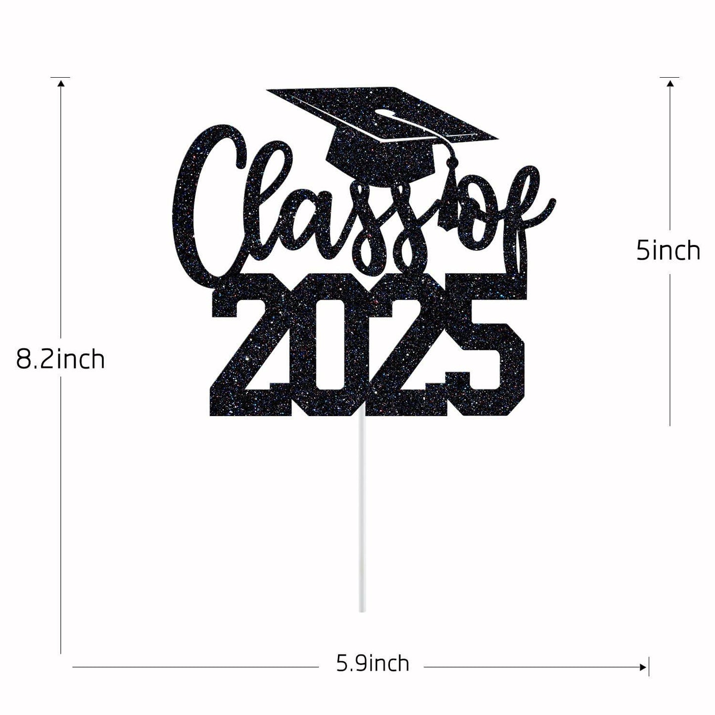 Yotawebery Class of 2025 Cake Topper Graduation Party Decor Black Glitter