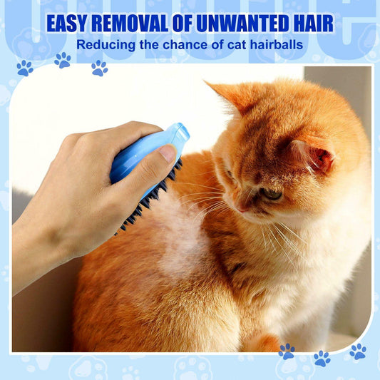 4-in-1 Cat Steam Brush Spritz Defur Comb Indoor Blue Pet Grooming Tool