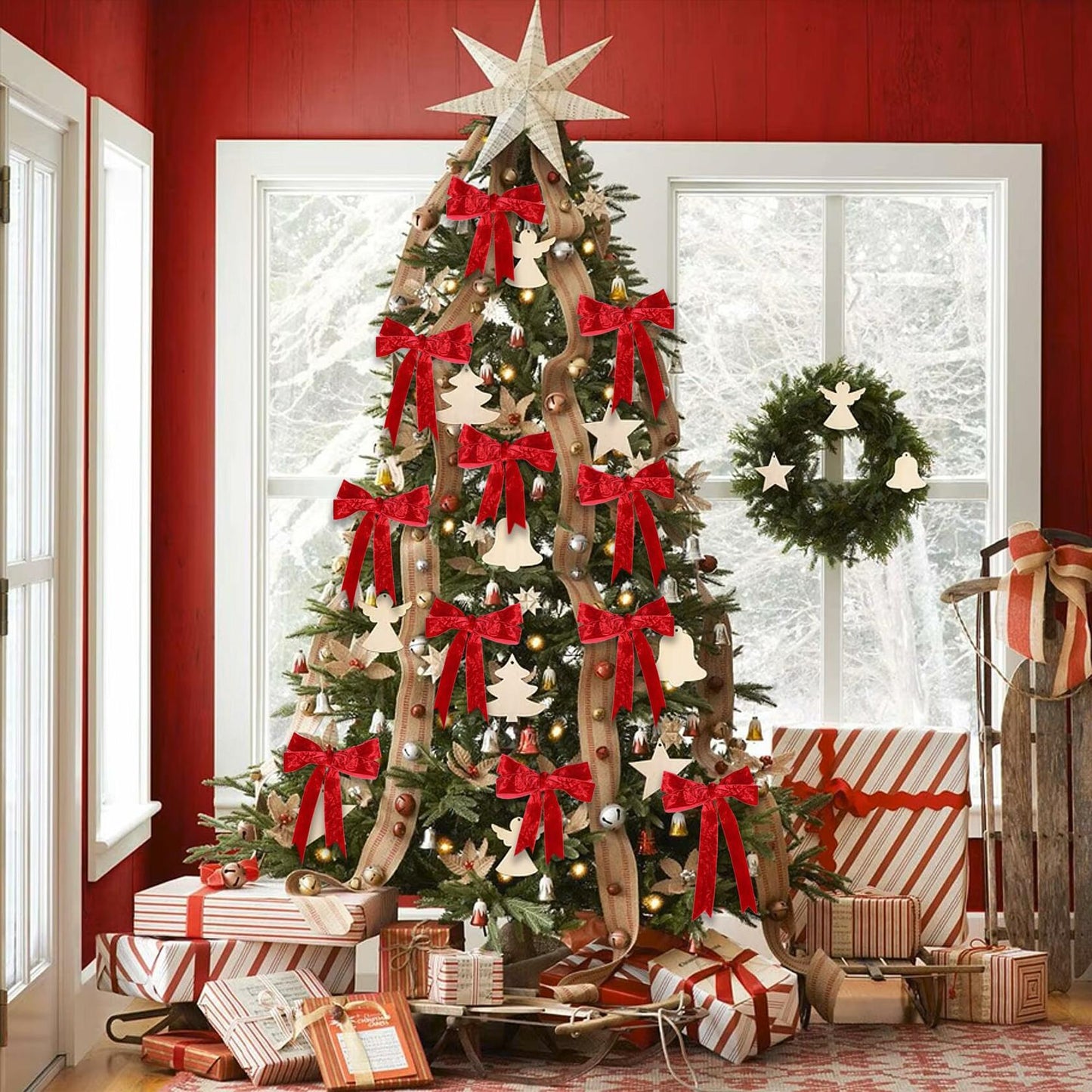 RIBBOOO Wine Red Velvet Ribbon 3/8in x 10yd Luxury Crushed Velvet