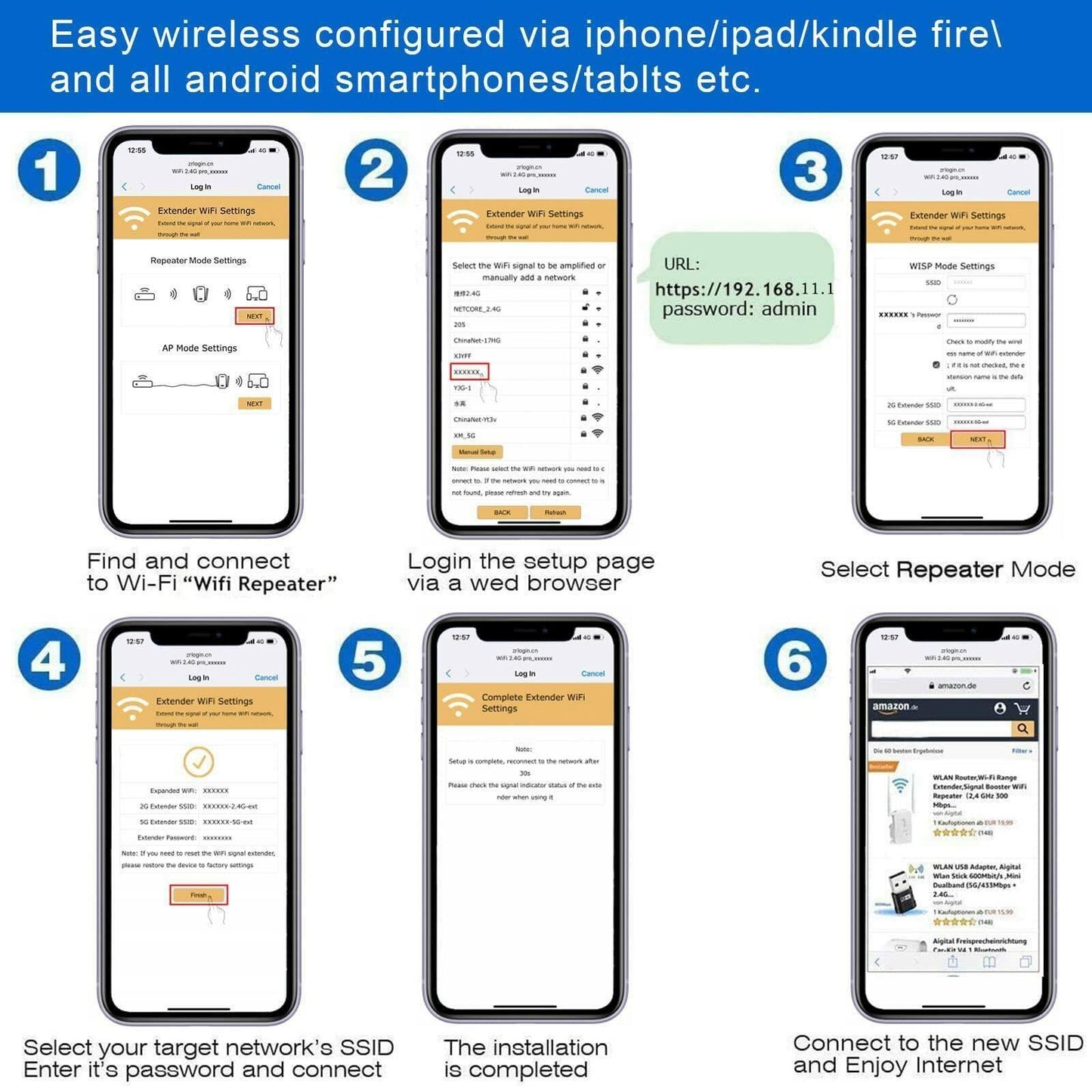 TGDLLF WiFi Extender Signal Booster 5000 Sq.Ft 50 Devices Ethernet Port