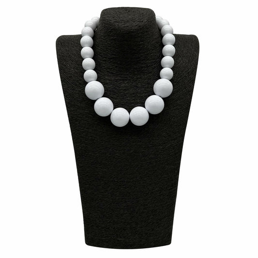 JHWZAIY White Acrylic Beaded Necklace Chunky Statement 02 Set