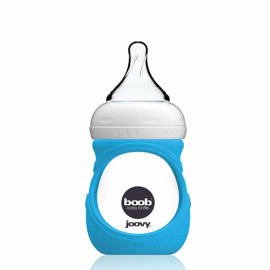 Joovy Boob Silicone Sleeve Blue Fits 5 Ounce Glass Baby Bottle