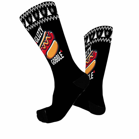 Generic Hot Dog Gobble Socks Unisex Half Calf White Polyester Print