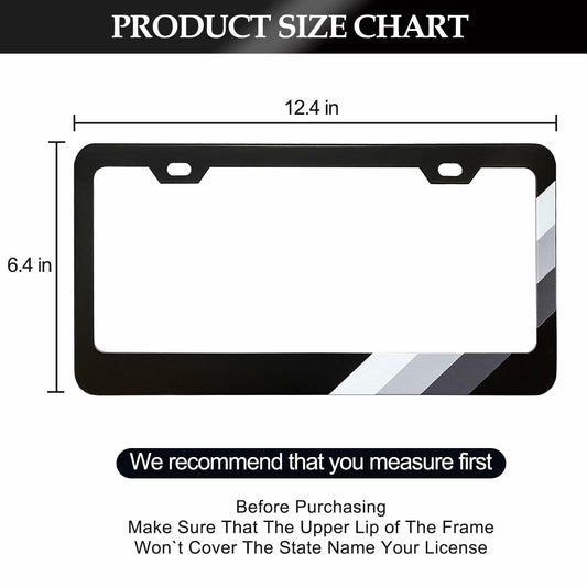 2 Pack Tri-Color Sport License Plate Frames White Gray Dark Gray Car Tag
