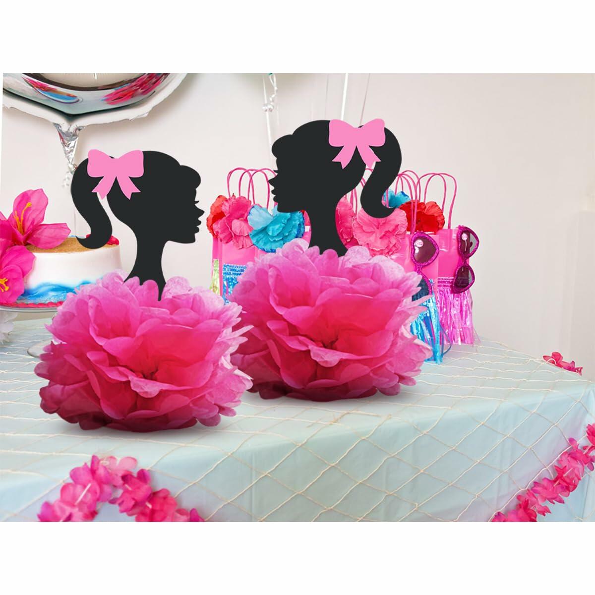 VeSidyHelo Party Centerpieces Girl Theme Glitter Pearls 3D Paper Flowers 4pcs