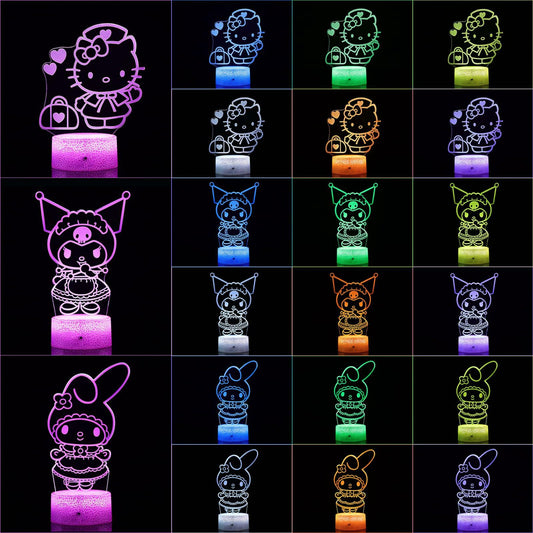 3D Cat Night Light for Kids Room LMHmlylf 16 Colors Remote Touch Lamp Gift