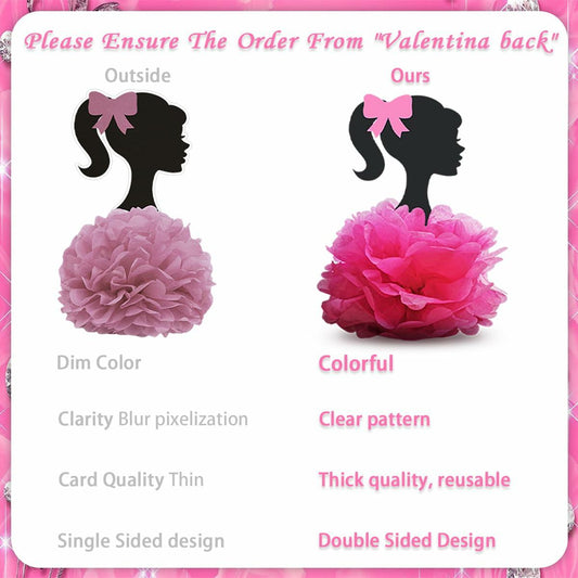 VeSidyHelo Party Centerpieces Girl Theme Glitter Pearls 3D Paper Flowers 4pcs