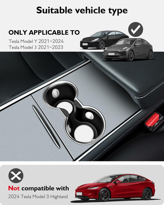 SUMK Cup Holder Insert for Tesla Model Y 2024 2025 Model 3 2023-2021 White