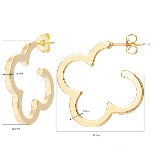 ETREM Clover Leaf 14K Gold Plated Lucky Clover Earrings Nickel Free Gold
