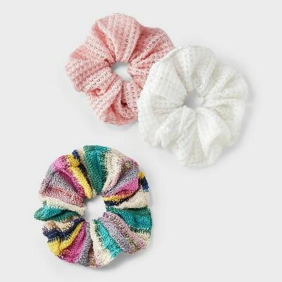 Wild Fable Knit Jumbo Hair Twister Set 3pc White Light Pink