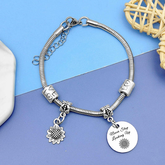 DlaeKua Silver Inspirational Bracelets for Women Motivational Quotes Gift