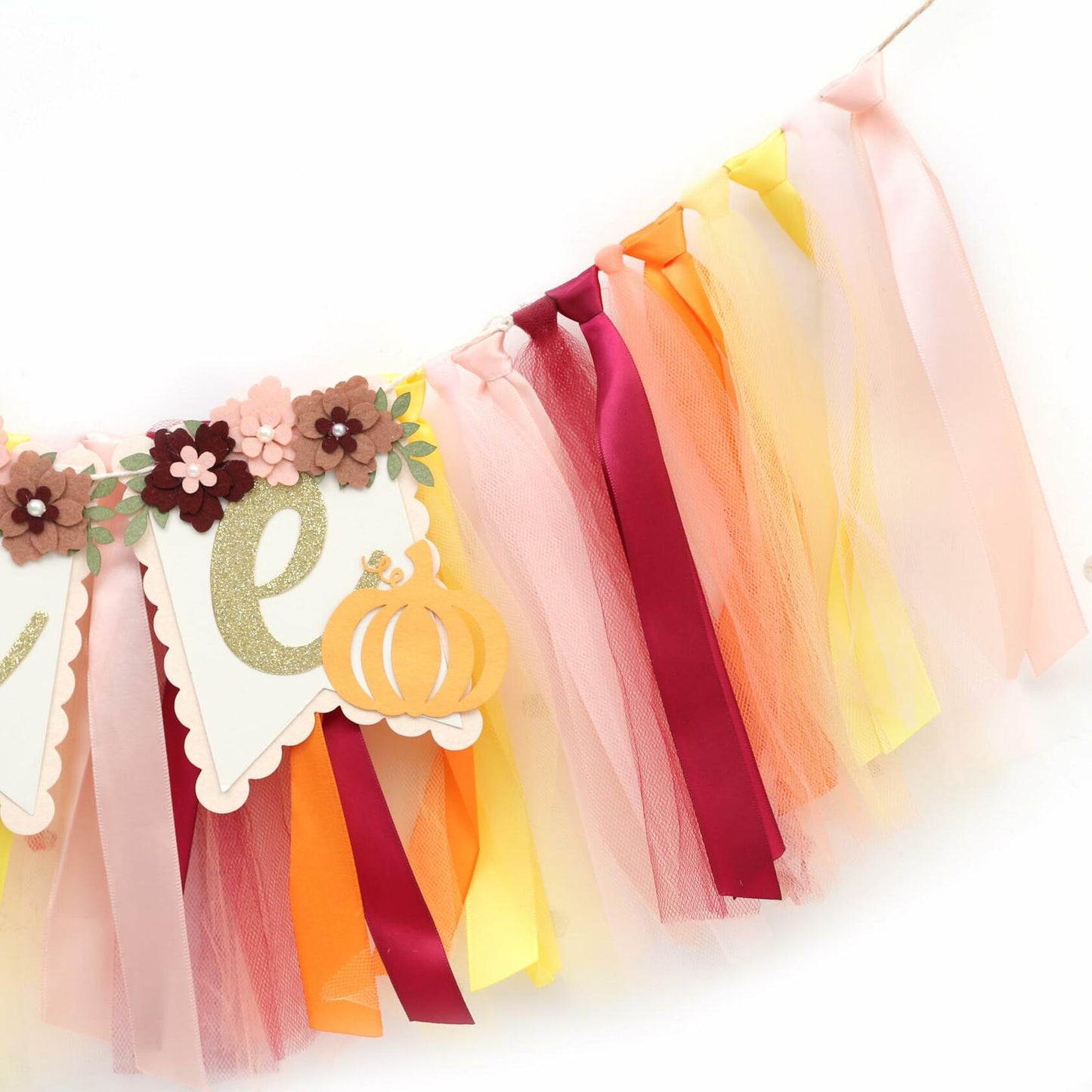 TUTOTU Our Little Pumpkin 1st One High Chair Banner Yellow Autumn Fall