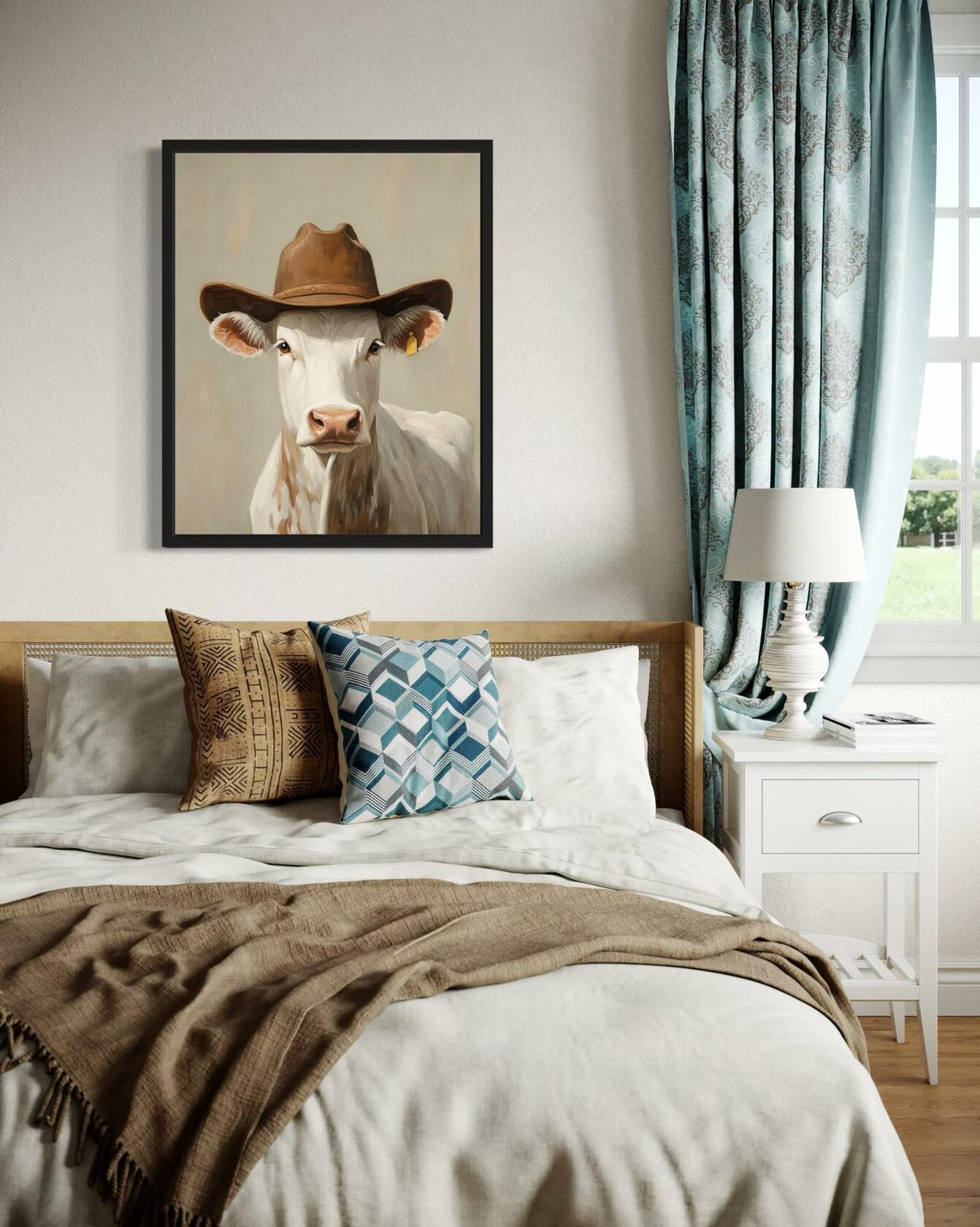 HomeArtPrint Silly Cow Cowboy Art Print Poster Western Farmhouse 8x10 Unframed