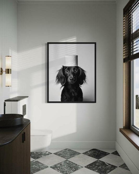 HomeArtPrint Dachshund Bathroom Wall Art Poster 8x10 inches Unframed