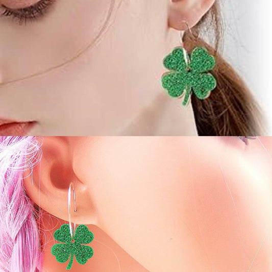 YYKITCHEN St Patrick's Day Shamrock Sunglasses Headband Earrings Green Acrylic