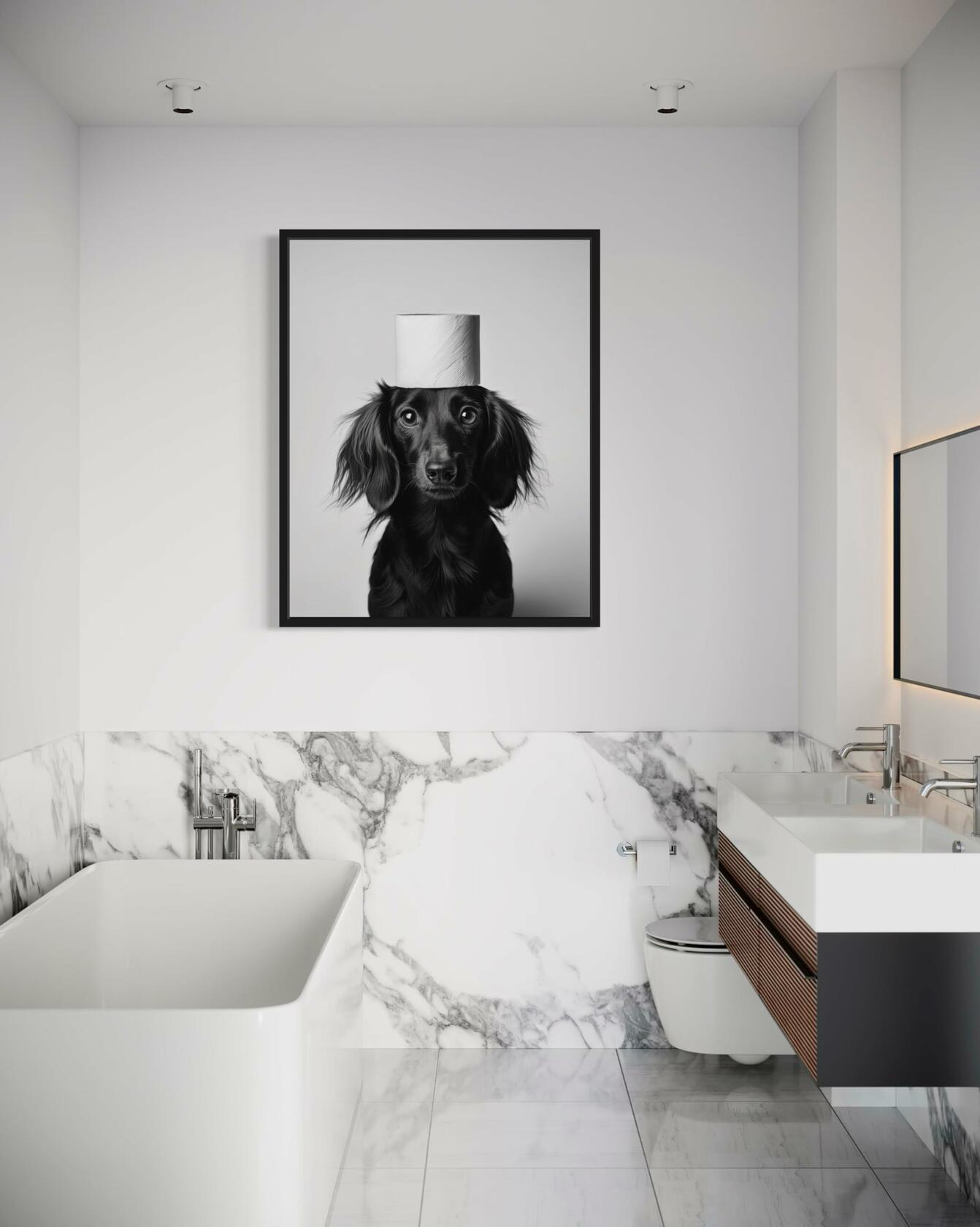 HomeArtPrint Dachshund Bathroom Wall Art Poster 8x10 inches Unframed