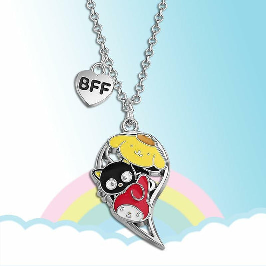Danger Koi Kitty BFF Heart Necklace Y2K Cute Cartoon Friendship Gift