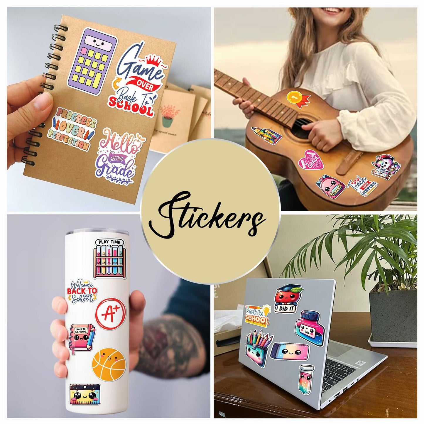 WESILY 50 PCS Summer Teacher Reward Waterproof Vinyl Stickers Cute Beach