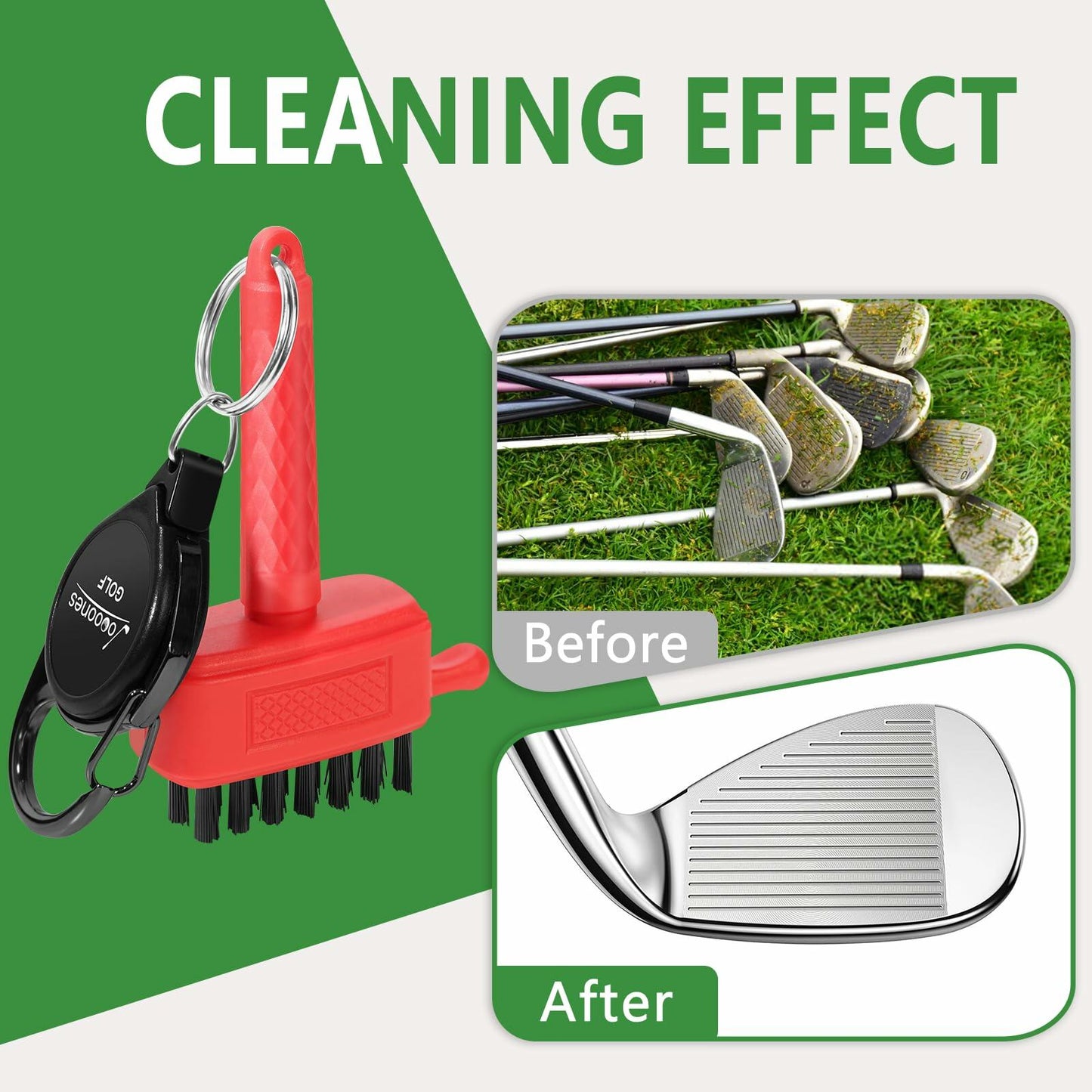 Joooones Mini Golf Brush Nylon Brass Bristles Retractable Keychain Red