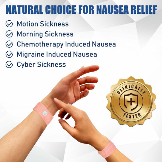 Hionfurt Motion Sickness Bands Anti Nausea Wristband Pink 2 Pairs