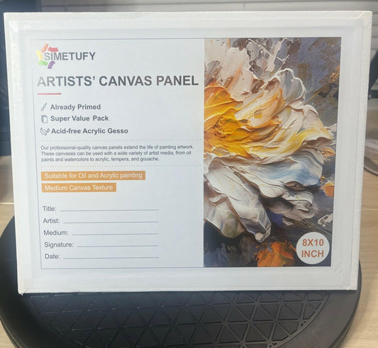 Simetufy Artists' Canvas Panel Oil Acrylic Painting 8x10in 12-Pack Primed Cotton