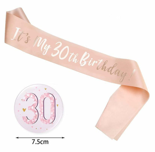 COLORFUL BLING Birthday Girl Satin Ribbon Button Pins Party Supplies