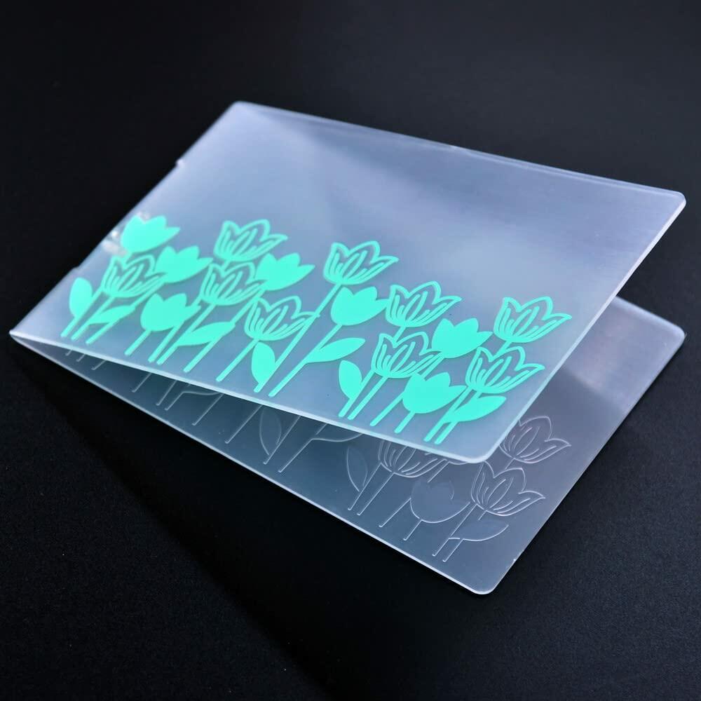 DDOUJOY Plastic Embossing Folders Flowers Leaves Tulips Dandelion 8pcs