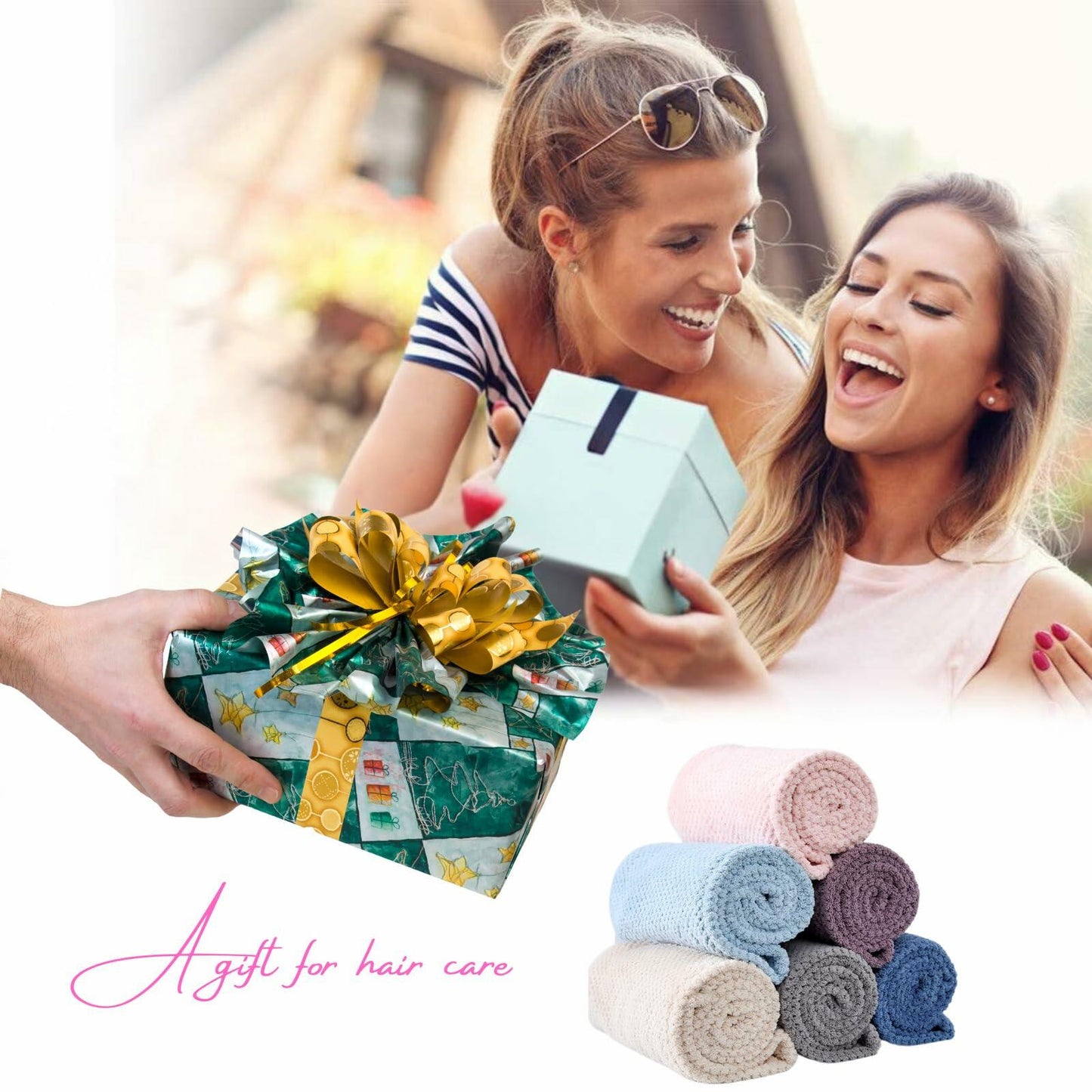 Veifeiry 3 PCS Microfiber Hair Towel Wrap Soft Lightweight Gray