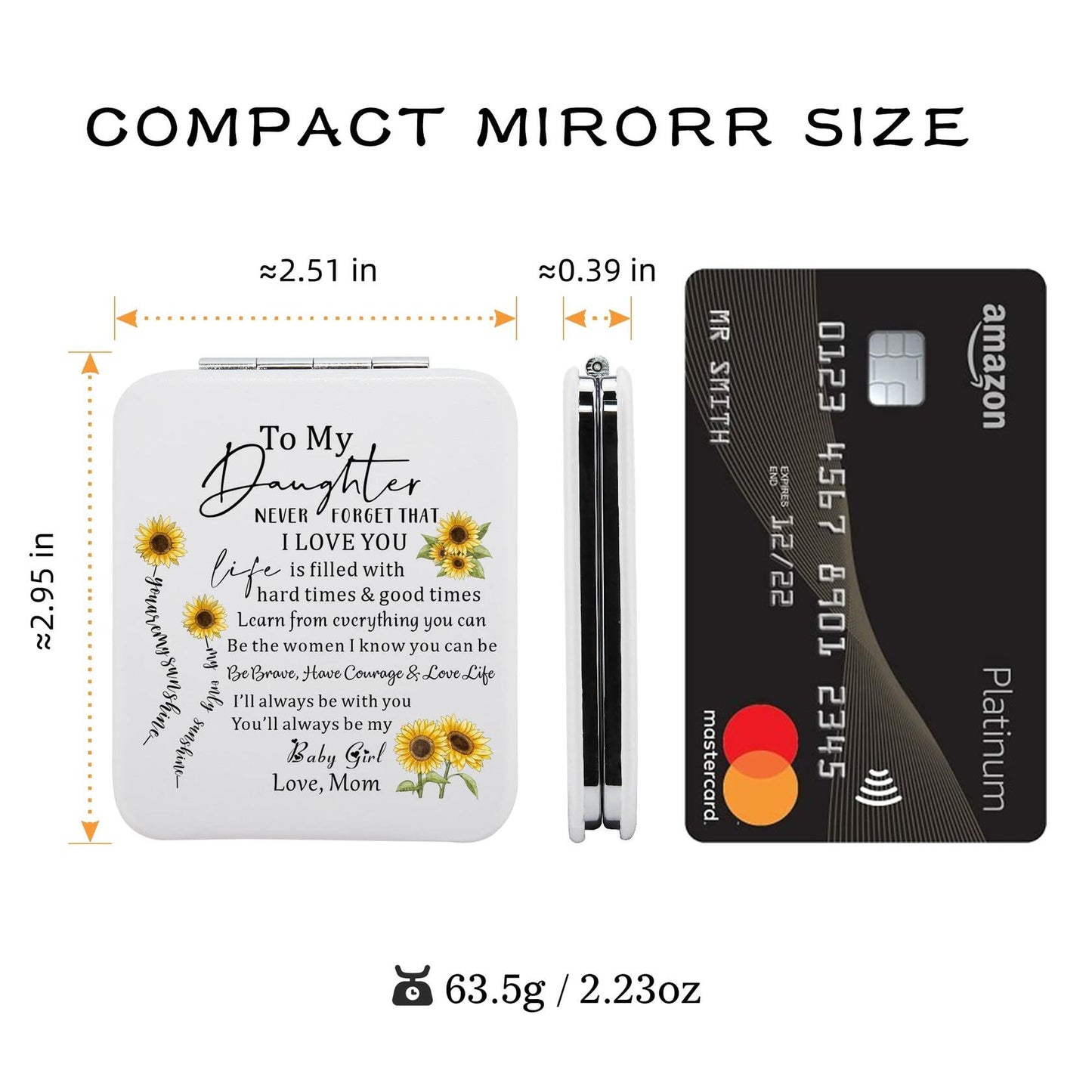 Gtizry To My Daughter PU Leather Compact Makeup Mirror Double-Sided Jz Color