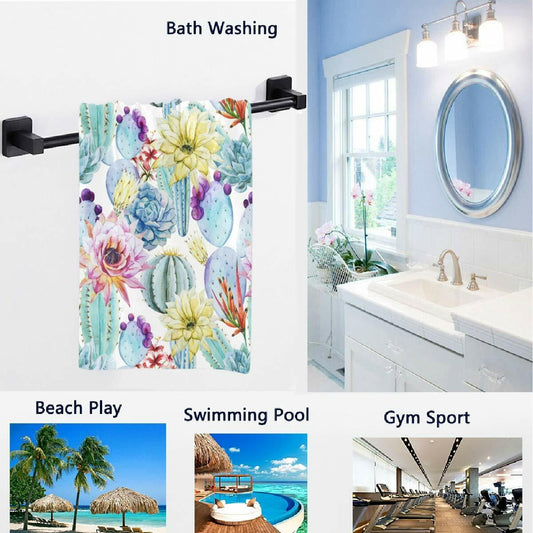 Naanle Tropical Blooming Cactus Guest Hand Towels Leaves Pattern 16x30 Inch