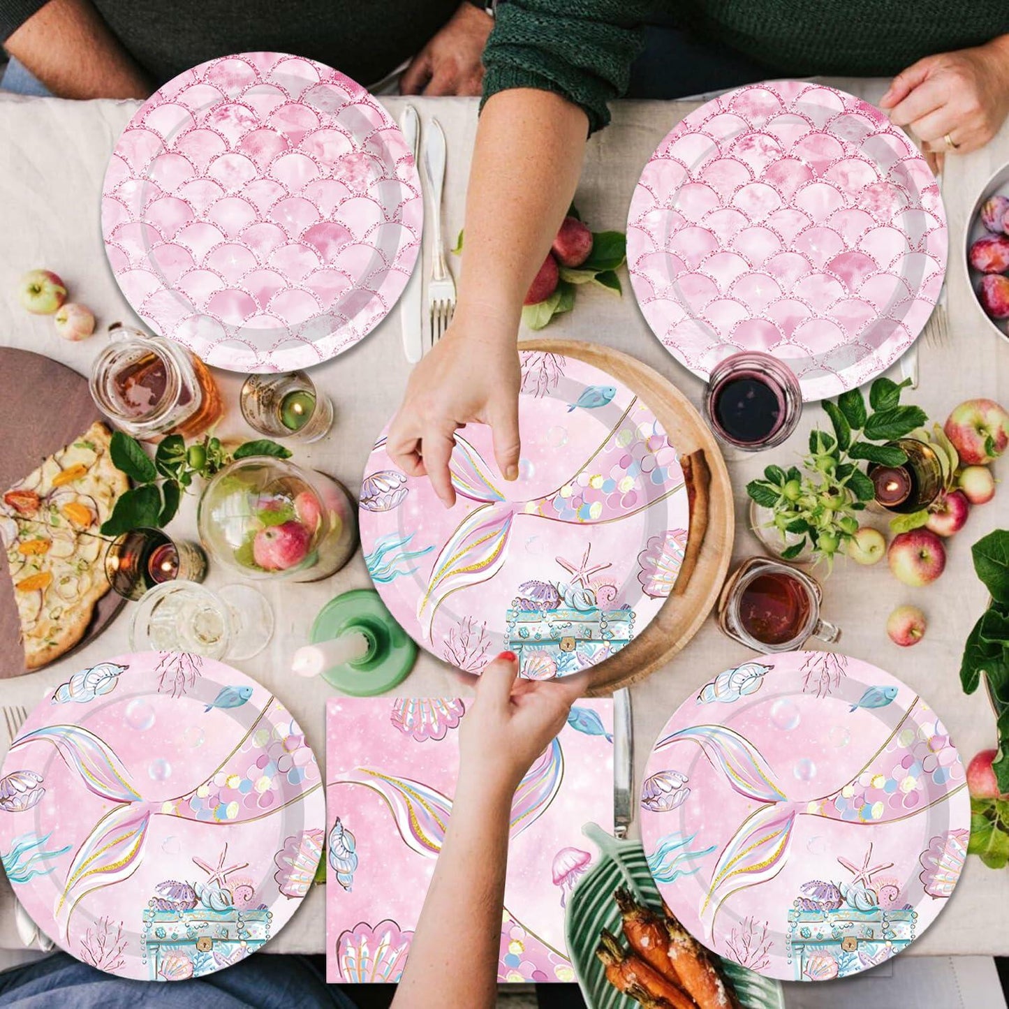 40Pcs Mermaid Themed Party Supplies for Girls Baby Shower Under the Sea Little