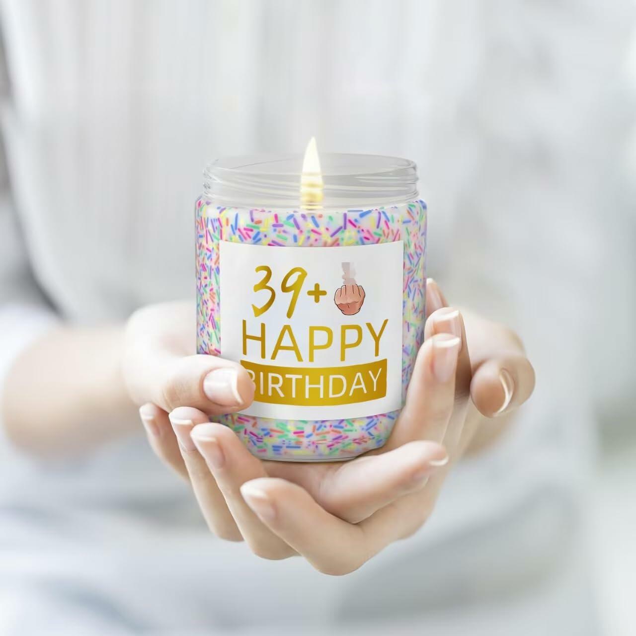 XIZIDA Funny 40th Birthday Candle Lavender Scented Soy Wax 9oz Glass Gift