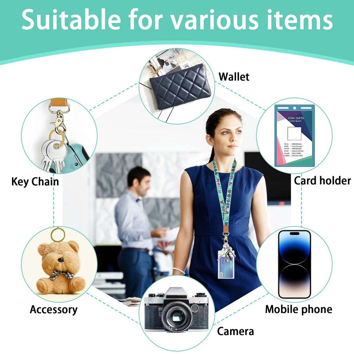 Concert Accessory Set 2-Piece Keychain&Lanyard Lips Guitar Butterfly 13 Graphics