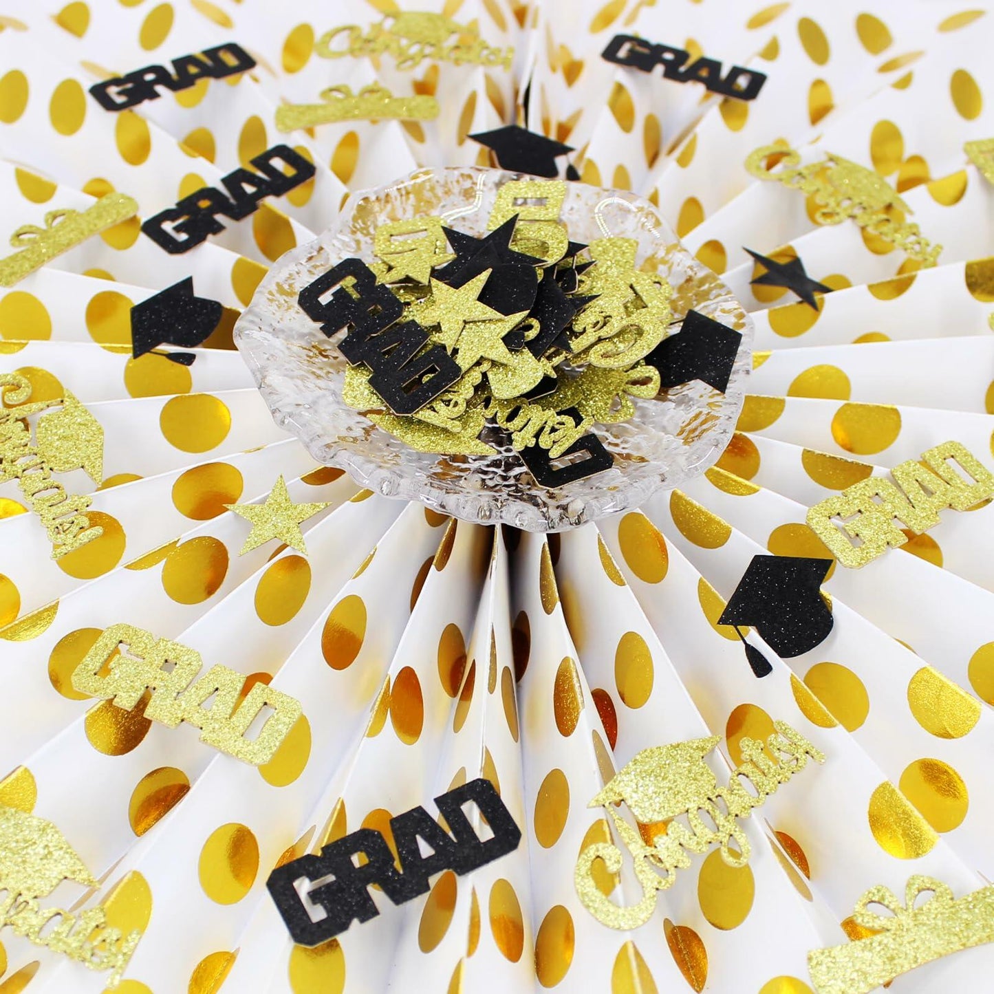 Vofrise 200pcs Blue Gold 2025 Graduation Confetti Cap Star Table Decor