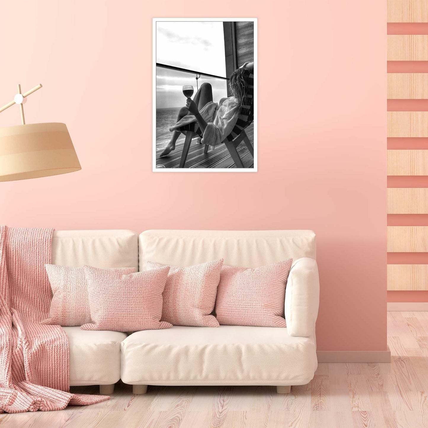 Retro Black & White Woman Wall Art Miami Beach Aesthetic Canvas Print 8x10