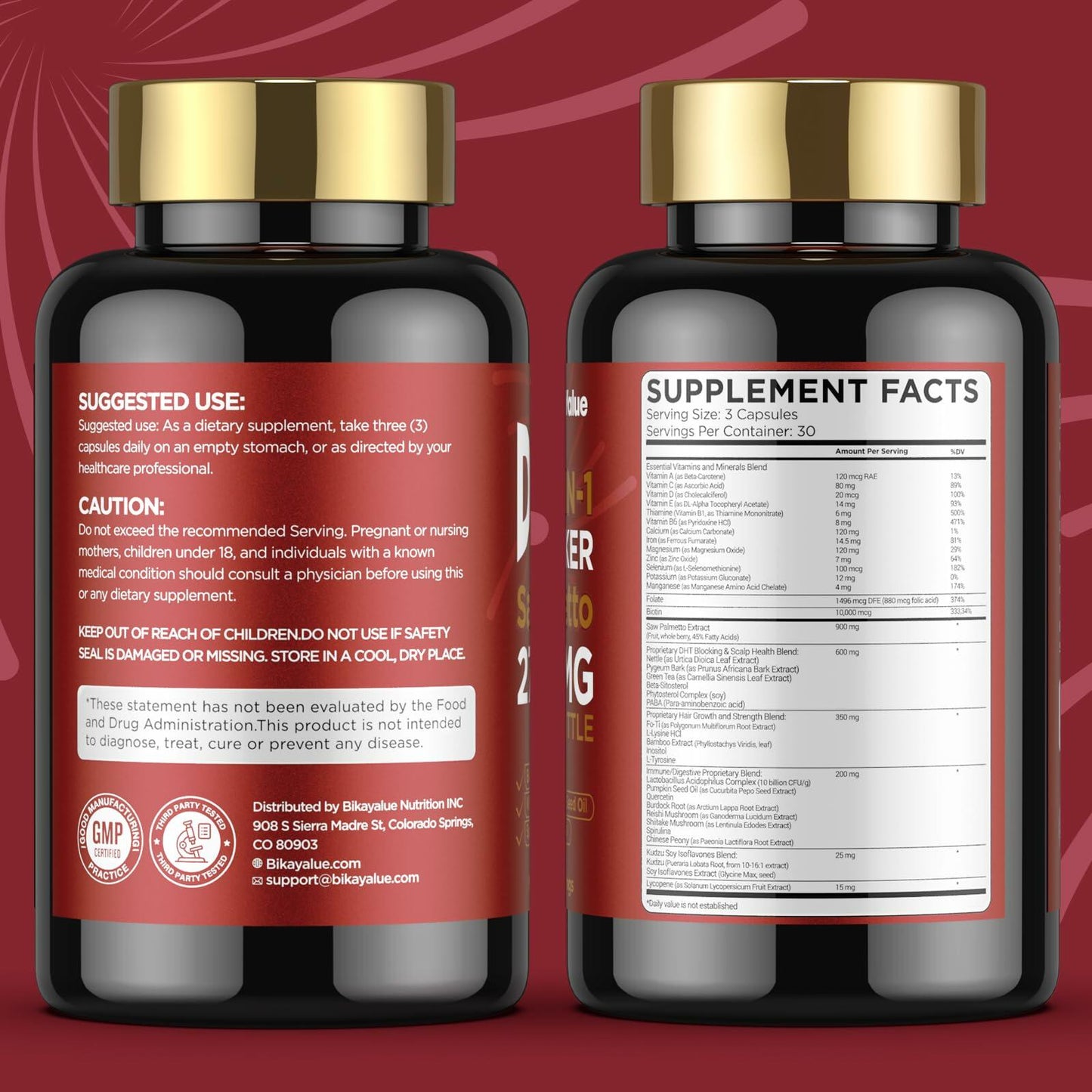 Bestby 1/27 BIKAYALUE Saw Palmetto Capsules for Men DHT Blocker 30 Servings