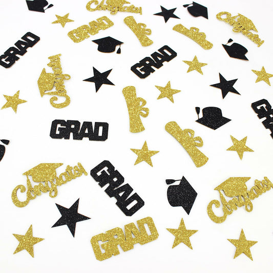 Vofrise 200pcs Blue Gold 2025 Graduation Confetti Cap Star Table Decor