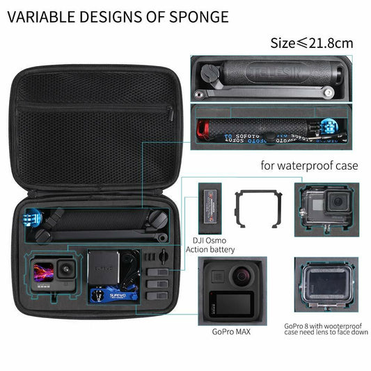 SUREWO Hard Case for GoPro Hero 13-5 DJI Osmo Action Medium Black
