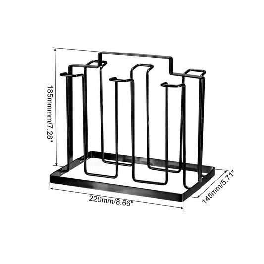 uxcell Cup Drying Rack Foldable Stainless Steel 220x185mm 6 Cups Black
