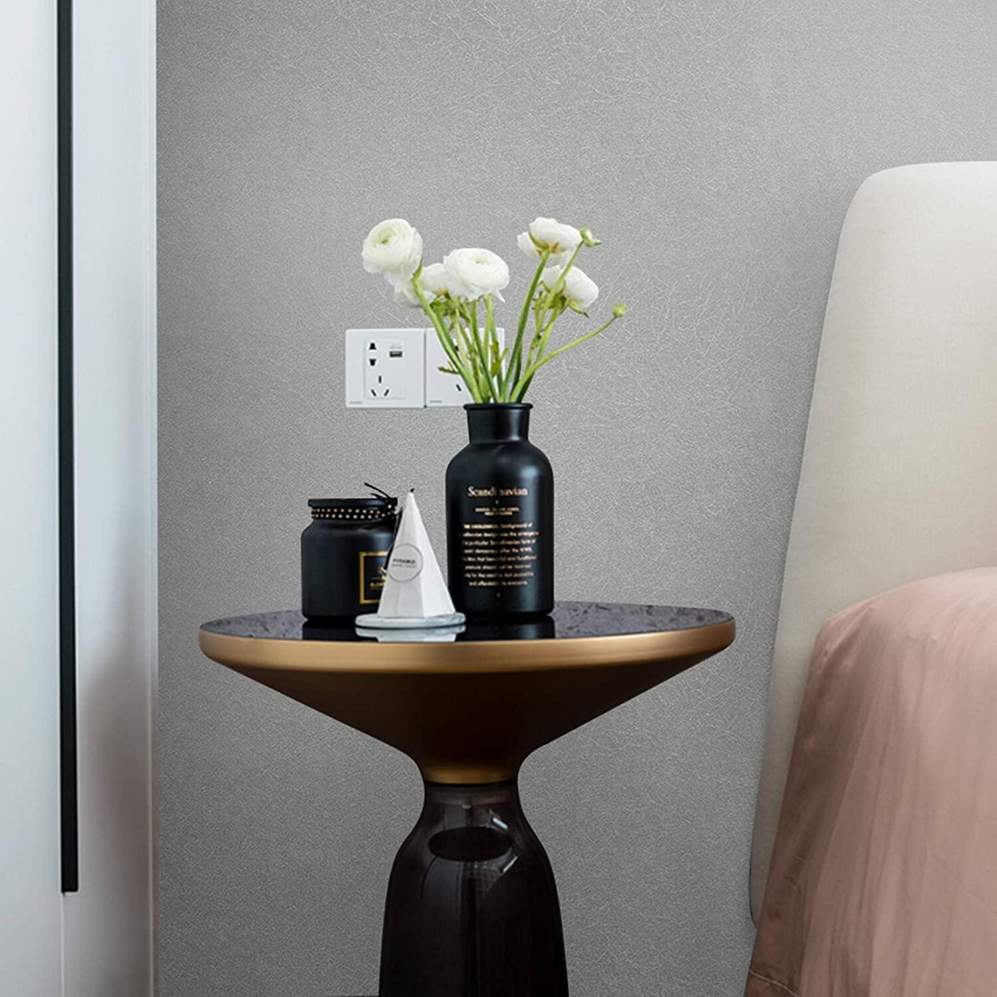 Abyssaly 23.6x196.8in Silver Grey Embossed Self Adhesive Wallpaper Vinyl